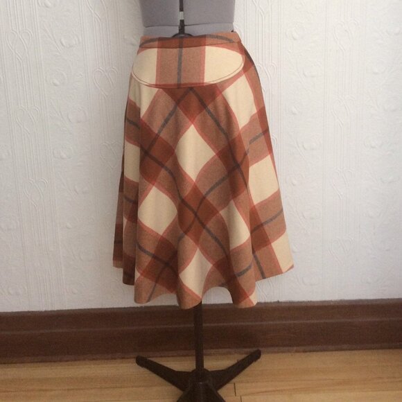 Vintage pringle 50's style brown tartan plaid skirt - Picture 3 of 4